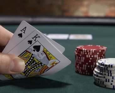 Close up of blackjack in casino